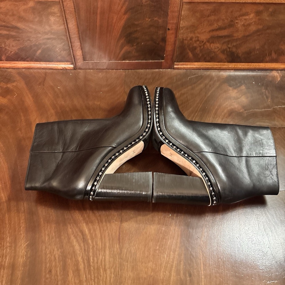 Coach Justina Bootie Black Leather Moto Ankle Boots 9.5B 3.5" Heel Studded Sole - Picture 8 of 9